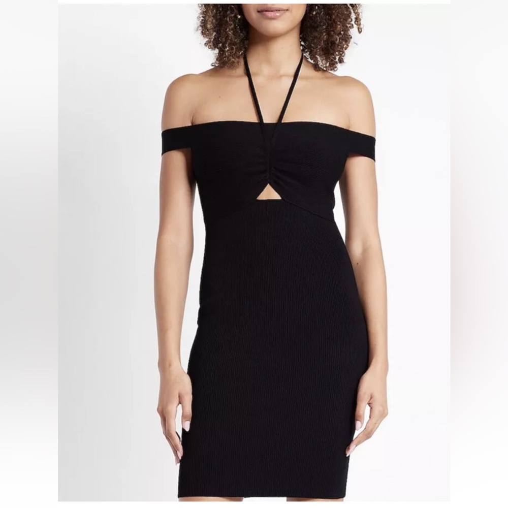 Express Black Off-Shoulder Bodycon Mini Dress